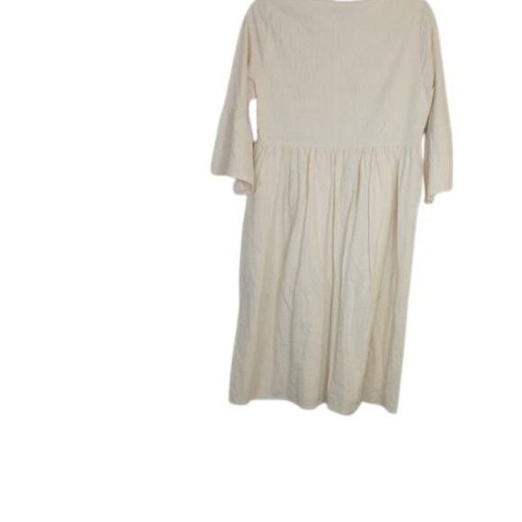 Polygram Womens Midi Dress Cream Floral Embroidered Cottagecore Boho Pockets M - Picture 4 of 4